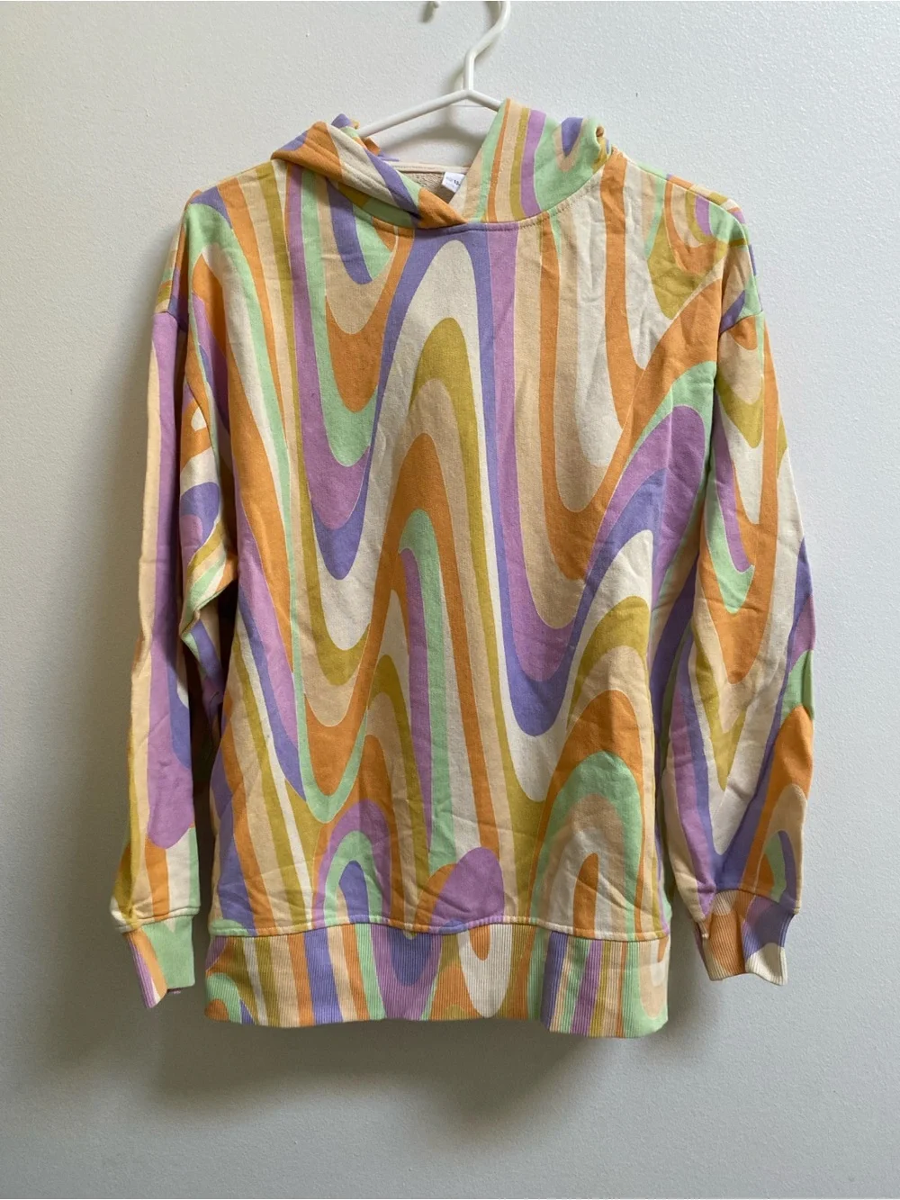 Zara Kids Groovy Printed Pastel Swirl Hoodie Sweater Size 13-14 - Picture 2 of 6
